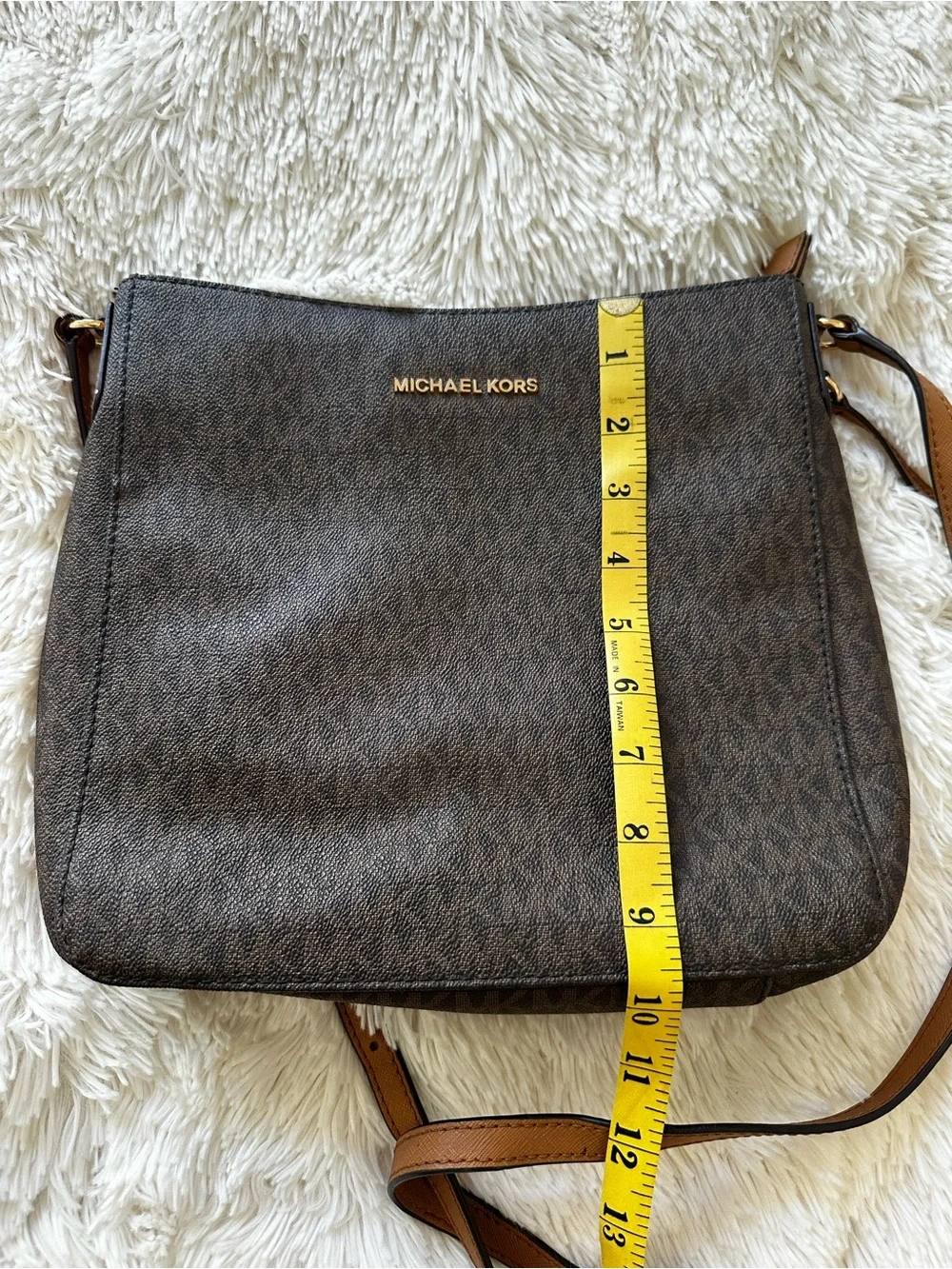 Michael Kors Jet Set Brown MK Signature Coated Canvas Crossbody Messenger Bag